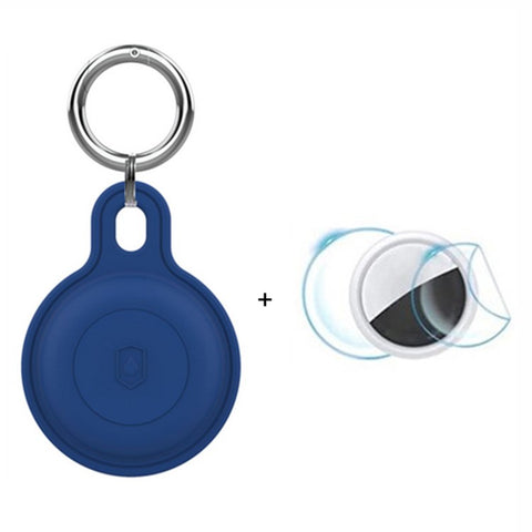 Silicone Case for Apple AirTag Bluetooth-compatible Tracker Keychain Holder Sleeve Waterproof Cover, with Front Back Film Set, with Buckle