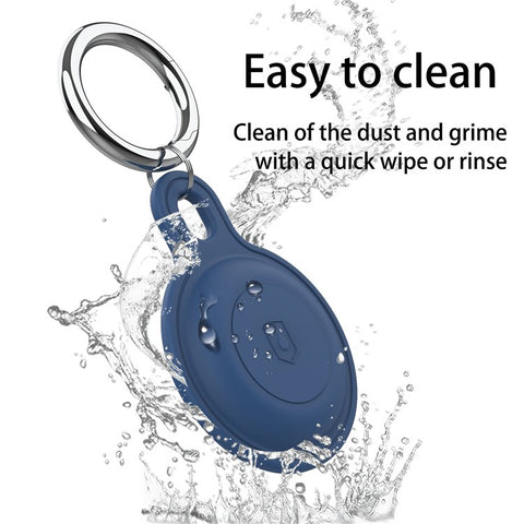 Silicone Case for Apple AirTag Bluetooth-compatible Tracker Keychain Holder Sleeve Waterproof Cover, with Front Back Film Set, with Buckle