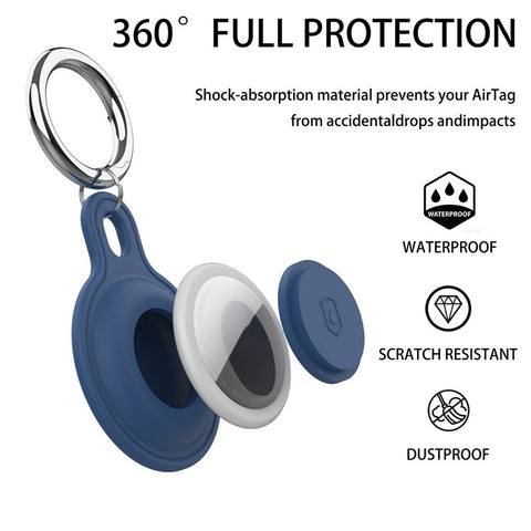 Silicone Case for Apple AirTag Bluetooth-compatible Tracker Keychain Holder Sleeve Waterproof Cover, with Front Back Film Set, with Buckle