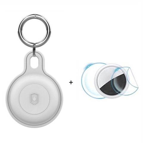 Silicone Case for Apple AirTag Bluetooth-compatible Tracker Keychain Holder Sleeve Waterproof Cover, with Front Back Film Set, with Buckle