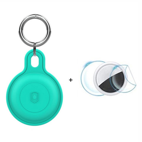 Silicone Case for Apple AirTag Bluetooth-compatible Tracker Keychain Holder Sleeve Waterproof Cover, with Front Back Film Set, with Buckle