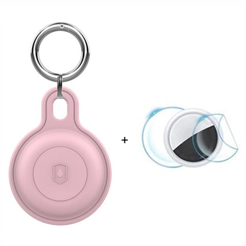 Silicone Case for Apple AirTag Bluetooth-compatible Tracker Keychain Holder Sleeve Waterproof Cover, with Front Back Film Set, with Buckle