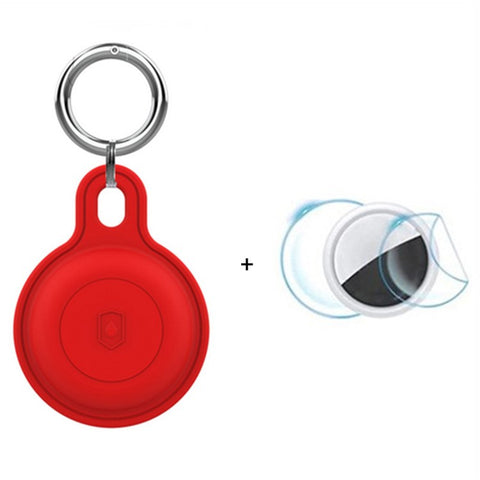 Silicone Case for Apple AirTag Bluetooth-compatible Tracker Keychain Holder Sleeve Waterproof Cover, with Front Back Film Set, with Buckle