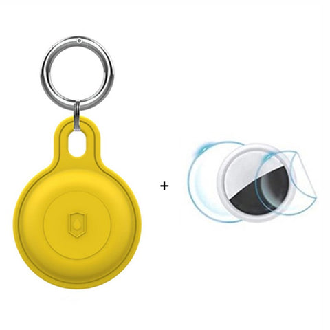 Silicone Case for Apple AirTag Bluetooth-compatible Tracker Keychain Holder Sleeve Waterproof Cover, with Front Back Film Set, with Buckle