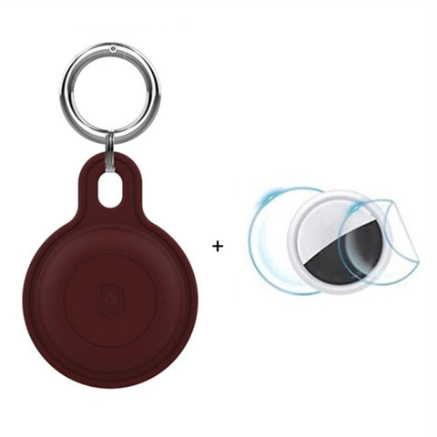 Silicone Case for Apple AirTag Bluetooth-compatible Tracker Keychain Holder Sleeve Waterproof Cover, with Front Back Film Set, with Buckle