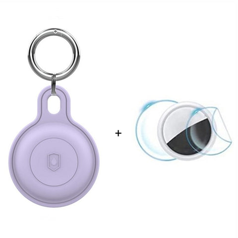 Silicone Case for Apple AirTag Bluetooth-compatible Tracker Keychain Holder Sleeve Waterproof Cover, with Front Back Film Set, with Buckle