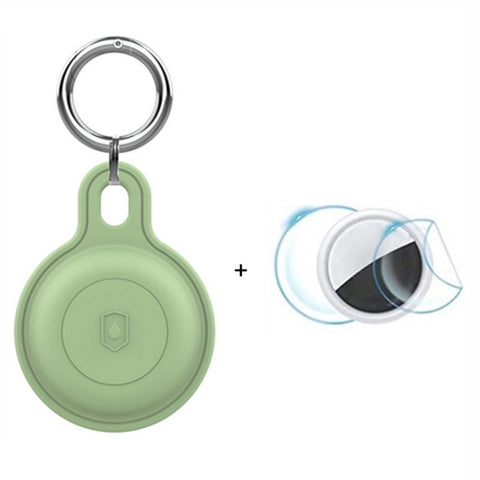 Silicone Case for Apple AirTag Bluetooth-compatible Tracker Keychain Holder Sleeve Waterproof Cover, with Front Back Film Set, with Buckle