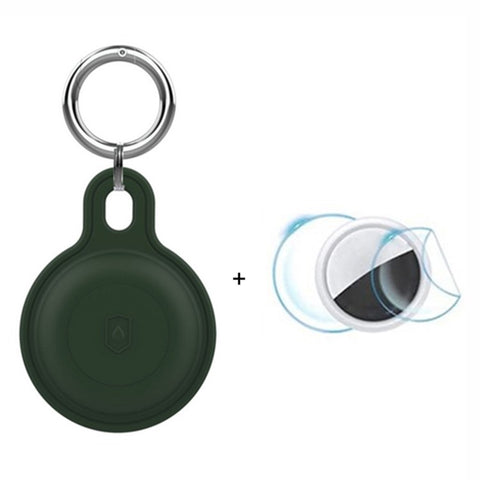 Silicone Case for Apple AirTag Bluetooth-compatible Tracker Keychain Holder Sleeve Waterproof Cover, with Front Back Film Set, with Buckle