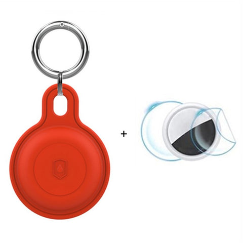 Silicone Case for Apple AirTag Bluetooth-compatible Tracker Keychain Holder Sleeve Waterproof Cover, with Front Back Film Set, with Buckle