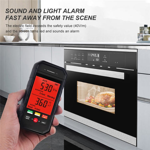 ET925 Electromagnetic Field Radiation Detector Sound Light Alarm Handheld Large Screen EMF Radiation Tester