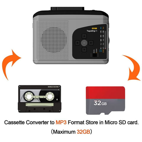 EZCAP 234 Cassette Tape to MP3 Save to TF Card Stereo Converter Cassette Tape Player AM / FM Radio