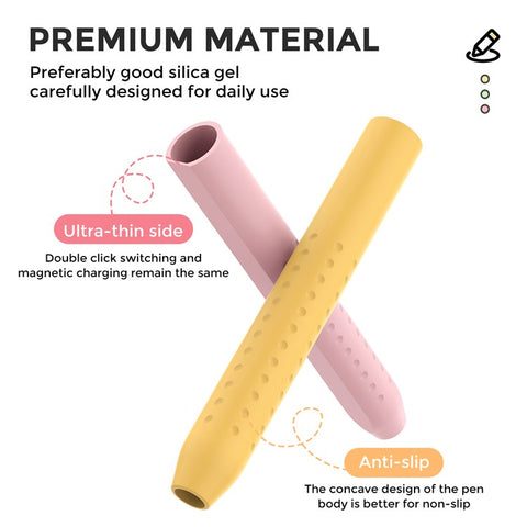 AHASTYLE PT182 For Apple Pencil (1st Generation) / (2nd Generation) Silicone Grip Holder Protective Sleeve Cover