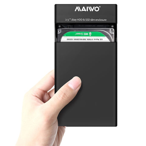 MAIWO K25682 Tool Free USB3.0 Dual Bay 2.5 inch SATA Hard Drive RAID Enclosure Case