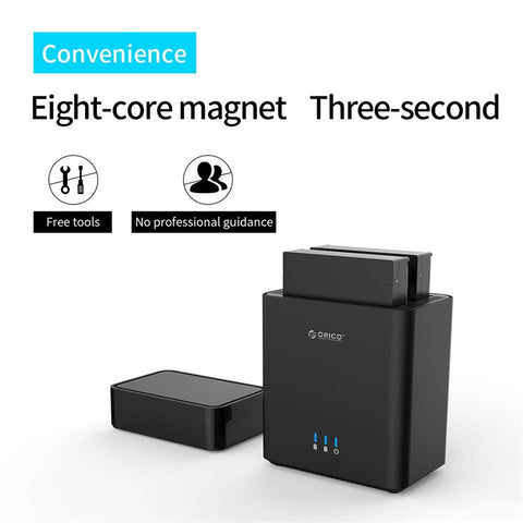 ORICO DS200U3-BK 3.5 Inch 2 Bay Magnetic Type USB 3.0 Hard Drive Enclosure