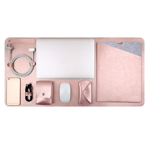 SOYAN Leather Bag Sleeve with Mouse Pouch + Power Supply Bag + Table Mat + Bobbin Winder for MacBook Air/Pro 13.3-inch