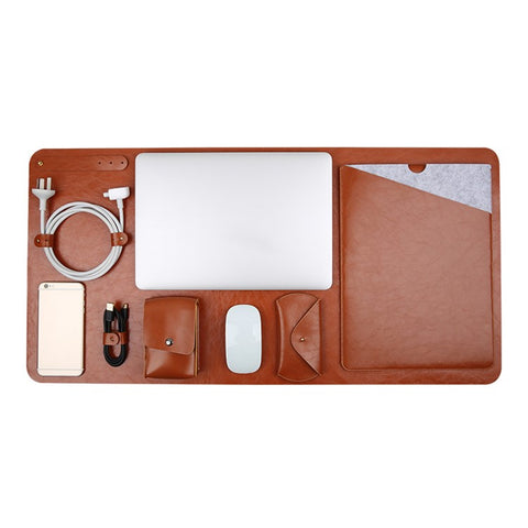 SOYAN Leather Bag Sleeve with Mouse Pouch + Power Supply Bag + Table Mat + Bobbin Winder for MacBook Air/Pro 13.3-inch
