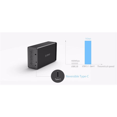ORICO NS200C3-BK 2 Bay USB 3.1 Type-C Hard Drive Dock for 3.5'' HDD Tool Free