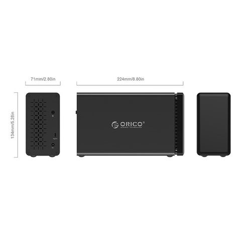 ORICO NS200C3-BK 2 Bay USB 3.1 Type-C Hard Drive Dock for 3.5'' HDD Tool Free