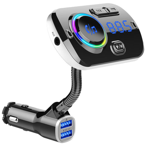 Bluetooth-compatible Car MP3 Player FM Transmitter Fast Charge Dual USB Breathing Atmosphere Light