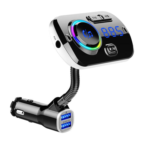 Bluetooth-compatible Car MP3 Player FM Transmitter Fast Charge Dual USB Breathing Atmosphere Light