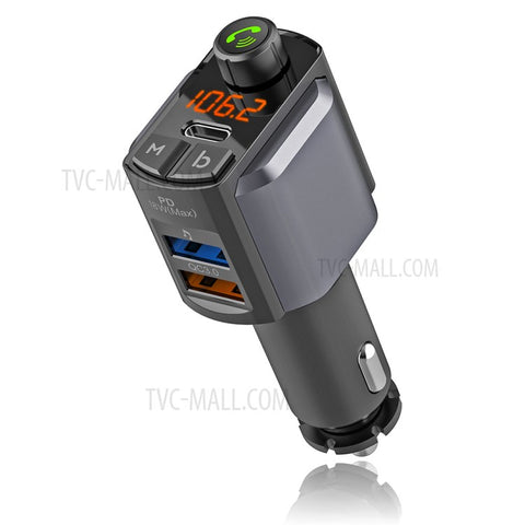 Wireless Bluetooth-compatible Hands Free Car Kit MP3 Player FM Transmitter Dual USB+Type-C PD Fast Car Charger