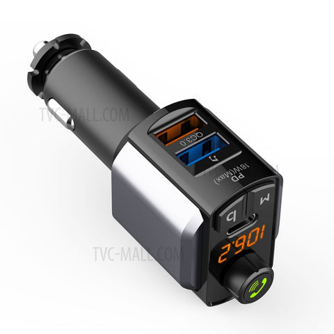 Wireless Bluetooth-compatible Hands Free Car Kit MP3 Player FM Transmitter Dual USB+Type-C PD Fast Car Charger