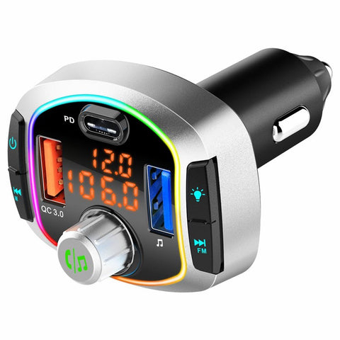 Multifunction Bluetooth-compatible Car FM Transmitter MP3 Player PD+QC3.0 Car Charger