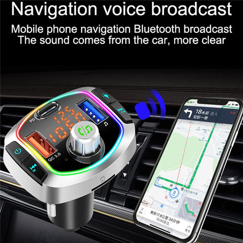 Multifunction Bluetooth-compatible Car FM Transmitter MP3 Player PD+QC3.0 Car Charger