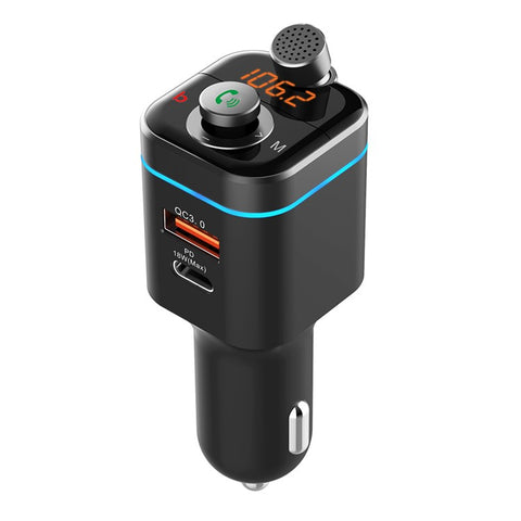 Car Bluetooth-compatible FM Transmitter Audio Adapter Receiver PD & QC3.0 Bluetooth-compatible Car Adapter