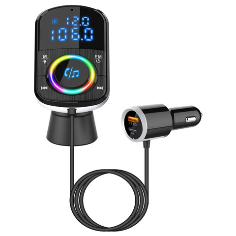 Bluetooth-compatible Car FM Transmitter Audio Adapter Receiver PD & QC3.0 Bluetooth-compatible Car Adapter Colorful LED Backlit