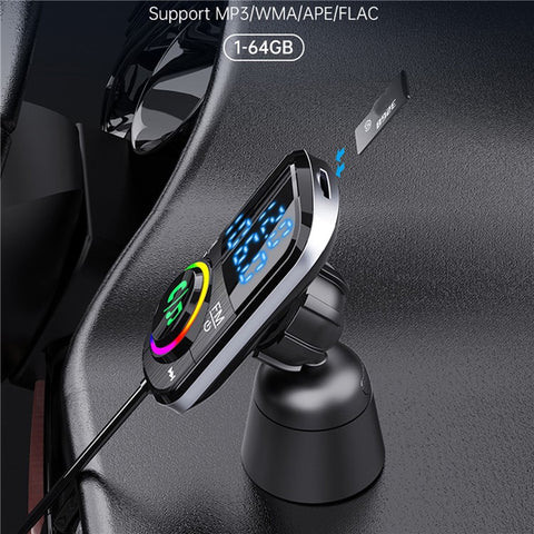 Bluetooth-compatible Car FM Transmitter Audio Adapter Receiver PD & QC3.0 Bluetooth-compatible Car Adapter Colorful LED Backlit