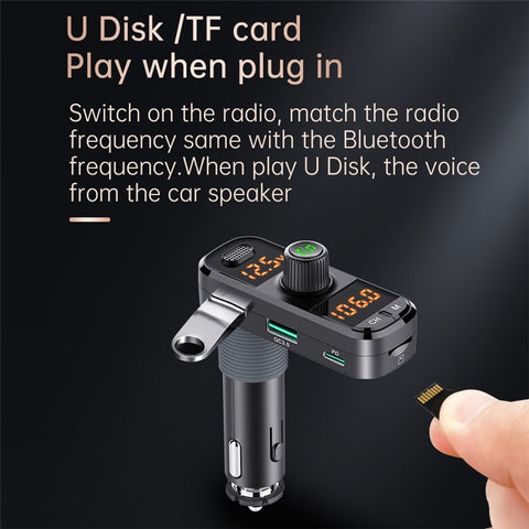 BC70 Car MP3 Bluetooth-compatible Hands-free FM Transmitter Radio Music Player Dual USB QC3.0+PD Charger
