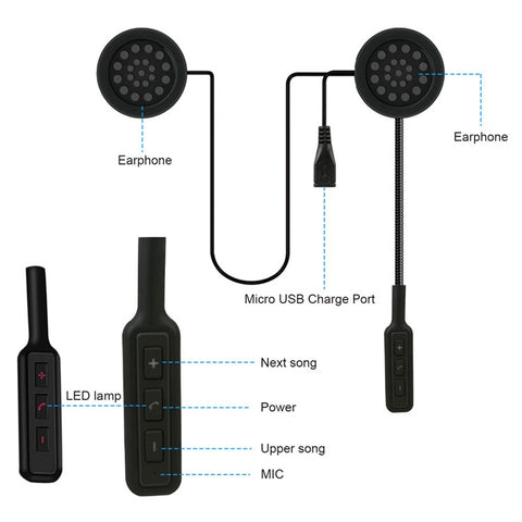 BT8 Motorcycle Helmet Bluetooth-compatible Headset Wireless Earphone Hands-free Speakers Music Headphone