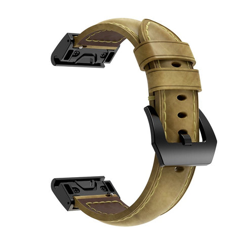 For Garmin Fenix 5 Genuine Cow Leather Watch Band Crazy Horse Texture Replacement Strap