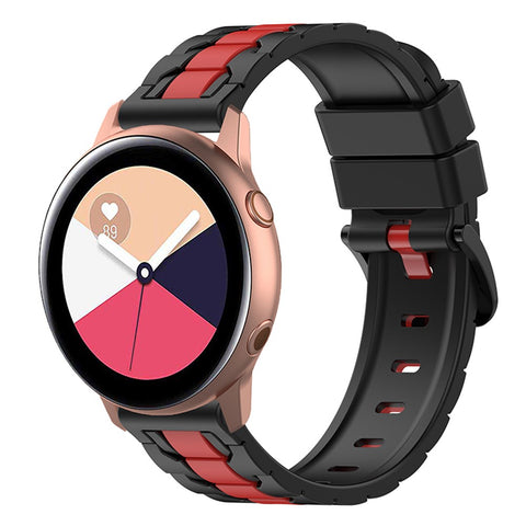 For Samsung Galaxy Watch Active 40mm SM-R500 / Watch Active2 40mm / 44mm / Huawei Watch 3 Pro New / Watch 3 Pro Silicone Watch Band 20mm Chain Shape Design Dual Color Wrist Strap