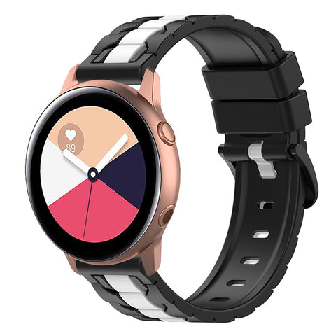 For Samsung Galaxy Watch Active 40mm SM-R500 / Watch Active2 40mm / 44mm / Huawei Watch 3 Pro New / Watch 3 Pro Silicone Watch Band 20mm Chain Shape Design Dual Color Wrist Strap