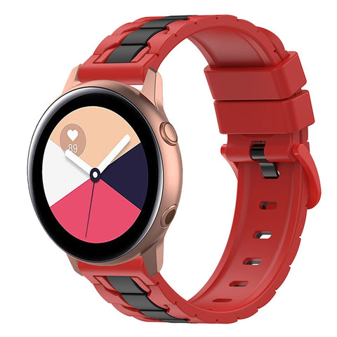 For Samsung Galaxy Watch Active 40mm SM-R500 / Watch Active2 40mm / 44mm / Huawei Watch 3 Pro New / Watch 3 Pro Silicone Watch Band 20mm Chain Shape Design Dual Color Wrist Strap
