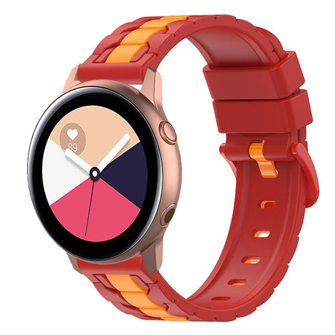 For Samsung Galaxy Watch Active 40mm SM-R500 / Watch Active2 40mm / 44mm / Huawei Watch 3 Pro New / Watch 3 Pro Silicone Watch Band 20mm Chain Shape Design Dual Color Wrist Strap