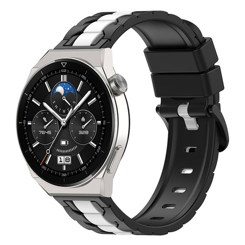 For Huawei Watch 3 / Watch GT 3 46mm Stylish Chain Design Silicone Strap 22mm Dual Color Adjustable Watch Band