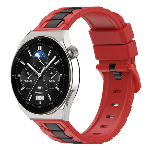 For Huawei Watch 3 / Watch GT 3 46mm Stylish Chain Design Silicone Strap 22mm Dual Color Adjustable Watch Band