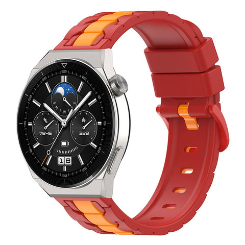 For Huawei Watch 3 / Watch GT 3 46mm Stylish Chain Design Silicone Strap 22mm Dual Color Adjustable Watch Band
