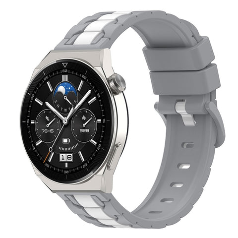 For Huawei Watch 3 / Watch GT 3 46mm Stylish Chain Design Silicone Strap 22mm Dual Color Adjustable Watch Band