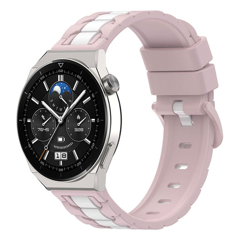 For Huawei Watch 3 / Watch GT 3 46mm Stylish Chain Design Silicone Strap 22mm Dual Color Adjustable Watch Band
