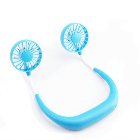 Wearable Neckband Mini Dual-Fans 3 Wind Speeds Adjustable USB Rechargeable