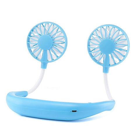 Wearable Neckband Mini Dual-Fans 3 Wind Speeds Adjustable USB Rechargeable