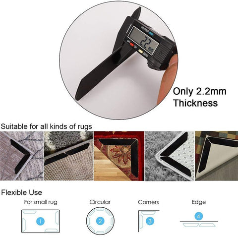 8Pcs/Set Silicone Non-slip Mat Rug Gripper Safe Stickers for Doormat Rug Home Tile Floor Outdoor Carpet, Size: 25 x 135 x 2mm