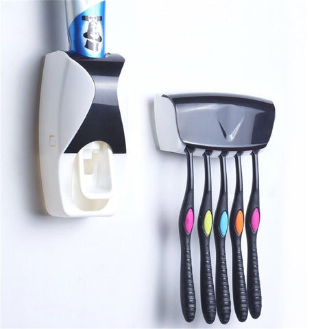 Practical Automatic Toothpaste Squeezer Toothbrush Holder Set with Sticker