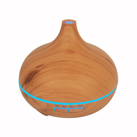 7-Color LED Light Essential Oil Mist Diffuser 300ml Wood Grain Aromatherapy Air Humidifier