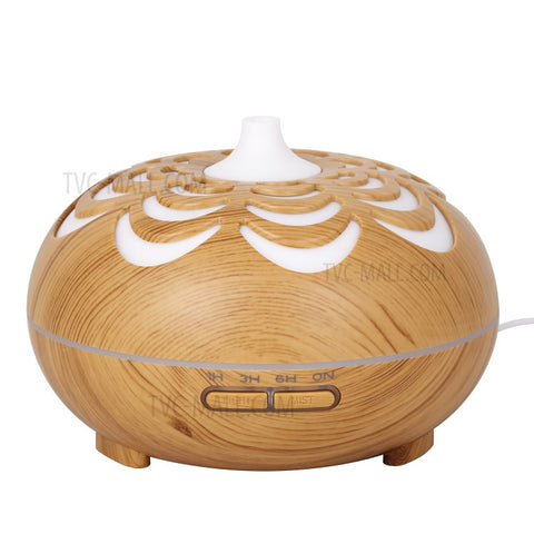 350ML Ultrasonic Essential Oil Diffuser Wood Grain Cool Mist Humidifier with 7 Color LED Lights for Home Bedroom