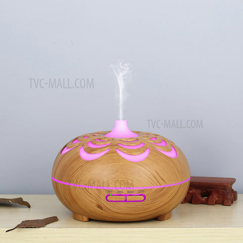 350ML Ultrasonic Essential Oil Diffuser Wood Grain Cool Mist Humidifier with 7 Color LED Lights for Home Bedroom